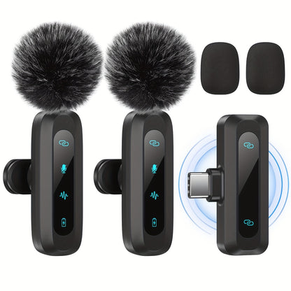 HITOZON Professional Wireless Wireless Lavalier Microphone with Noise Canceling, Plug & Play -C Receiver, Clip-On Mic for Streaming, Vlogging, Podcasting, Smartphones/Tablets, - (Compatible with iPhone/)
