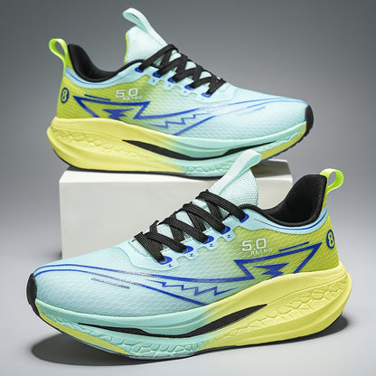 Unisex Gradient Color Breathable Running Shoes - Lightweight Cushioned EVA/TPR Sole, Geometric & Letter Print Design for Road Running, Gym, Casual Wear - All-Season Comfort Low-Top Sneakers, Gym Shoes, Athletic Footwear, Styl