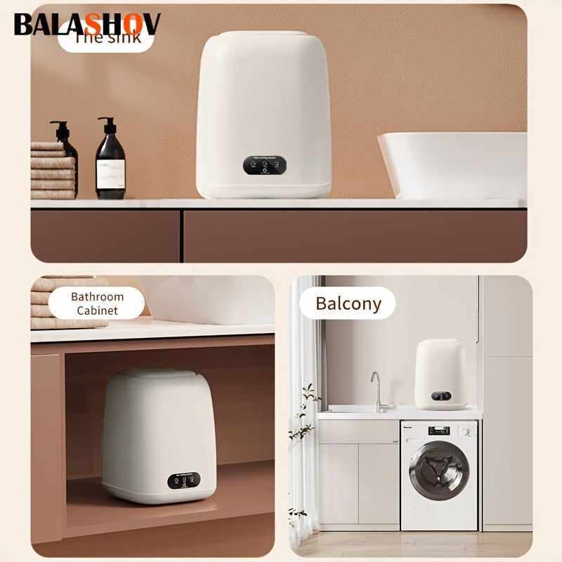 BALASHOV EU Plug Fully Automatic Small Washing Machine, for Underwear, Baby Clothes, Small Items, Compact Small Laundry Portable Washing Machine for Apartments, Camping, Travel IPX4