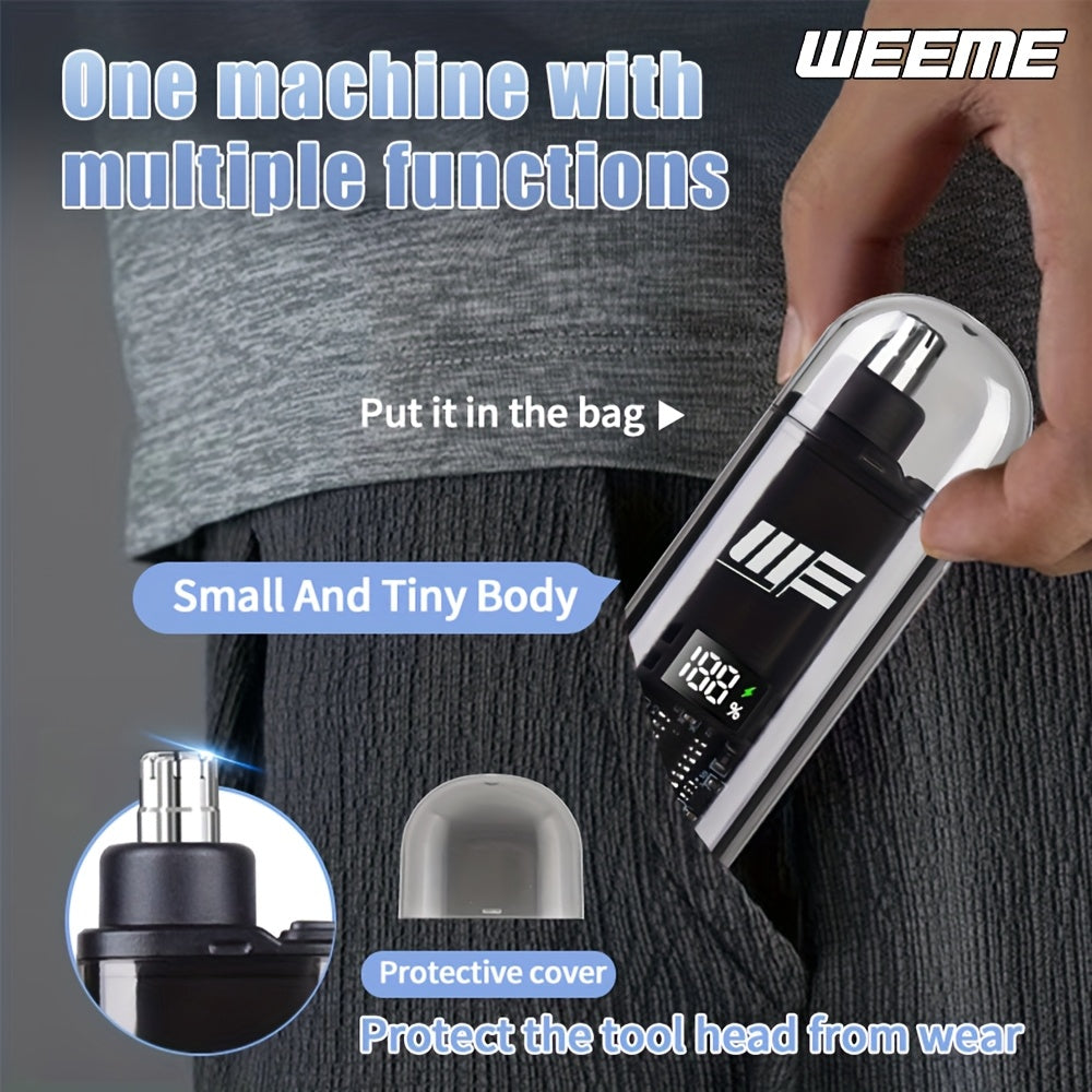 WEEME Men'S USB-Powered Ear & Nose Hair Trimmer with LCD Display, Rechargeable Battery, Ergonomic Design for Precise Trimming, Ideal Gift for Father'S Day, Birthday