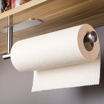 1pc Self-Adhesive Paper Towel Holder Under Cabinet For Kitchen, Bathroom Tissue And Towel Holder, Plastic Wrap And Roll Paper Storage Storage Rack, Home Kitchen Bathroom Supplies