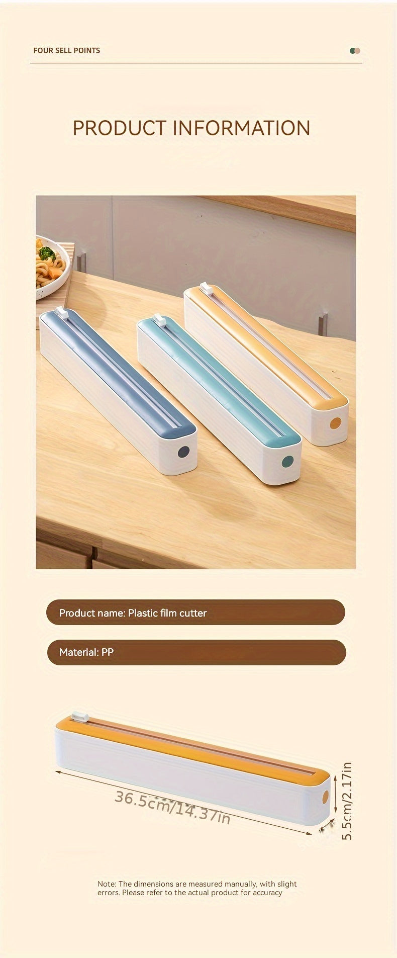 1pc Plastic Film Cutter, Fresh Film Cutter Dispenser, Refrigerator Magnetic Plastic Film Universal Cutting Box, Magnetic Refillable Plastic Packaging Dispenser With Cutter, Kitchen Tin Paper Cutting, Kitchen Tools