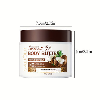 200g Coconut Moisturizing Body Cream, Body Butter With Vitamin E, Long Lasting Fragrance, Soothing Nourishing Rejuvenating Skin, Suitable For Various Skin Types With Plant Squalane
