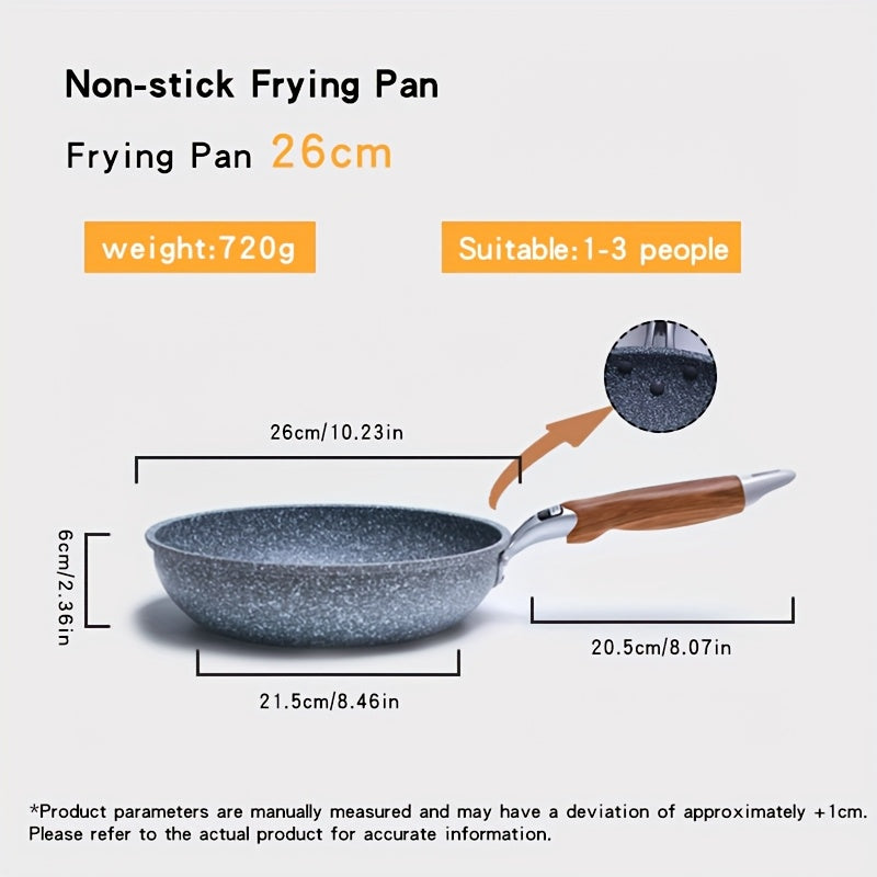 1pc Flat Bottom Frying Pan, Non-Stick Frying Pan, Household Cookware, Suitable for All Stovetops, Easy to Clean, Ideal for Home Kitchen Use