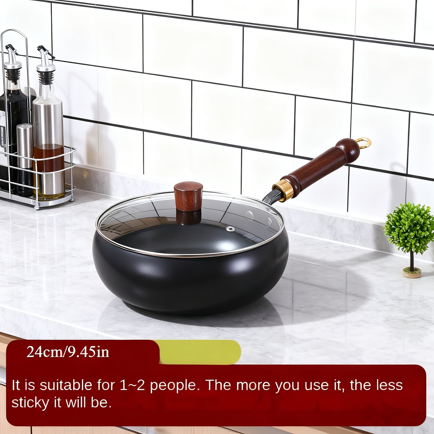 Hand-Forged Large Bellied Iron Wok - Non-Stick Deep Round Frying Pan with Wooden Handle, Heavy-Duty Cast Iron Cookware for Stir-Frying, Braising, Braising Pot, Traditional Cooking Pot, Durable Cooking Pot