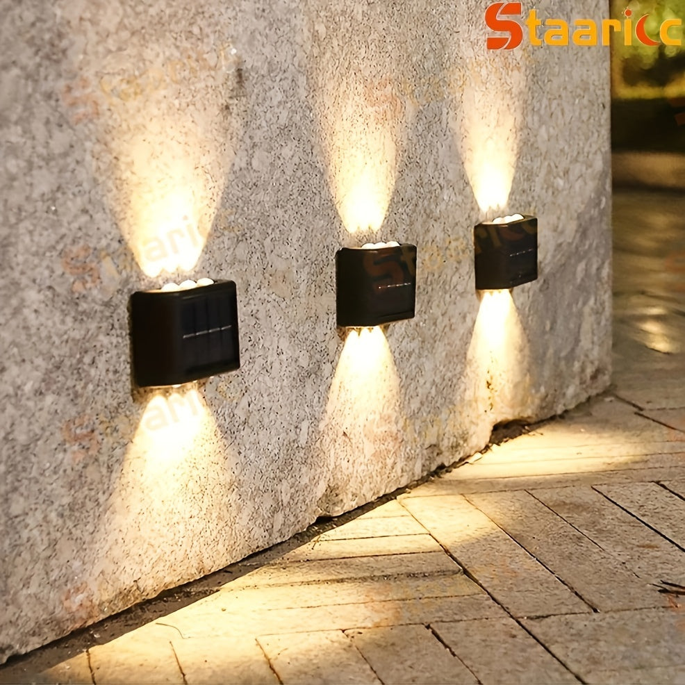Staaricc 6/ 4/ 2pcs Solar Wall Light, Outdoor 6 LED Deck Lights, Wall Light, For Courtyard, Street, Fence, Garage, Garden Perfect Decoration