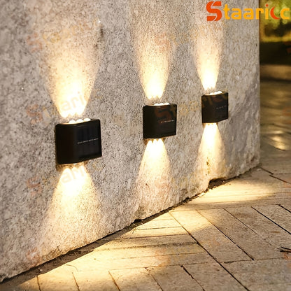 Staaricc 6/ 4/ 2pcs Solar Wall Light, Outdoor 6 LED Deck Lights, Wall Light, For Courtyard, Street, Fence, Garage, Garden Perfect Decoration