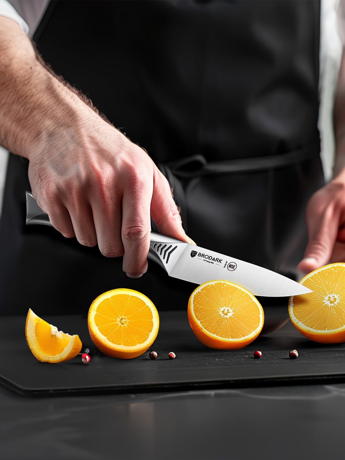 Brodark Kitchen Knife Set With Block, 15pcs Knife Block Set With Built-in Sharpener, Stainless Steel Knives Set For Kitchen, NSF Certified Kitchen Knives, Shark Series