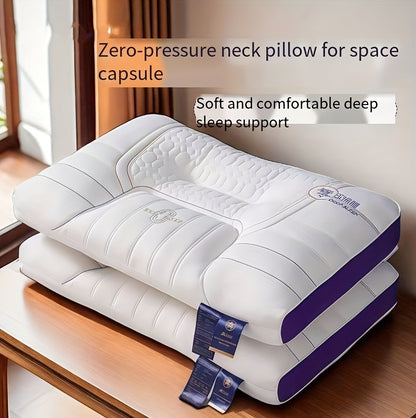 1pc Zero Pressure Deep Sleep Neck Pillow - 4-Level Ergonomic Cervical Pillow with Anti-Hunchback Design, Soft & Firm Support for Side/Back/Stomach Sleepers, Non-Collapsing Core, 8-Hour Comfort, Hand Washable, Ideal for Home U