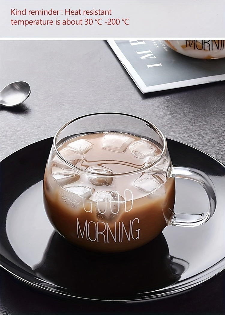 1pc, Good Morning Breakfast Milk Oatmeal Cup, High Borosilicate Glass Mug, Large Capacity Glass Cup, 400ml/13.6oz