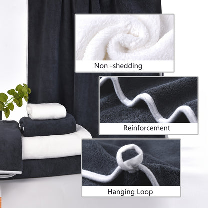 8-Pack Super Soft Coral Bath Towel Set, 2 Bath Towels 68.58 x 139.7 cm, 2 Hand Towels 34.8 x 76.2 cm, 4 Square Towels 34.8 x 34.8 cm, Quick Drying, Quick Absorbent and Lightweight, Outdoor Fitness, Camping Towels Bathroom Tow