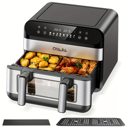 10/11L Air Fryer With Dual Flexi Baskets, Digital Touchscreen, 8 Cooking Modes, Adjustable Temperature, Viewing Window, Dishwasher-Safe, And Healthy Cooking Technology For Families And Meal Prep0/