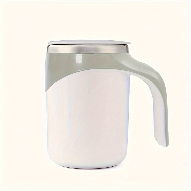 Spill-Proof, Stainless Steel Self-Stirring Coffee Mug - Battery-Powered, Reusable Magnetic Mixing Cup for Home, Office & Travel (AAA Batteries Not Included)