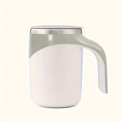 Spill-Proof, Stainless Steel Self-Stirring Coffee Mug - Battery-Powered, Reusable Magnetic Mixing Cup for Home, Office & Travel (AAA Batteries Not Included)