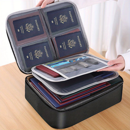 1pc Fireproof & Waterproof File Organizer with Combination Lock - 3-Layer Portable Document Storage Box for Laptop, Certificates, Travel & Home Use - Lightweight Black Office Supplies, File Storage Box, Personal Organizer, Po