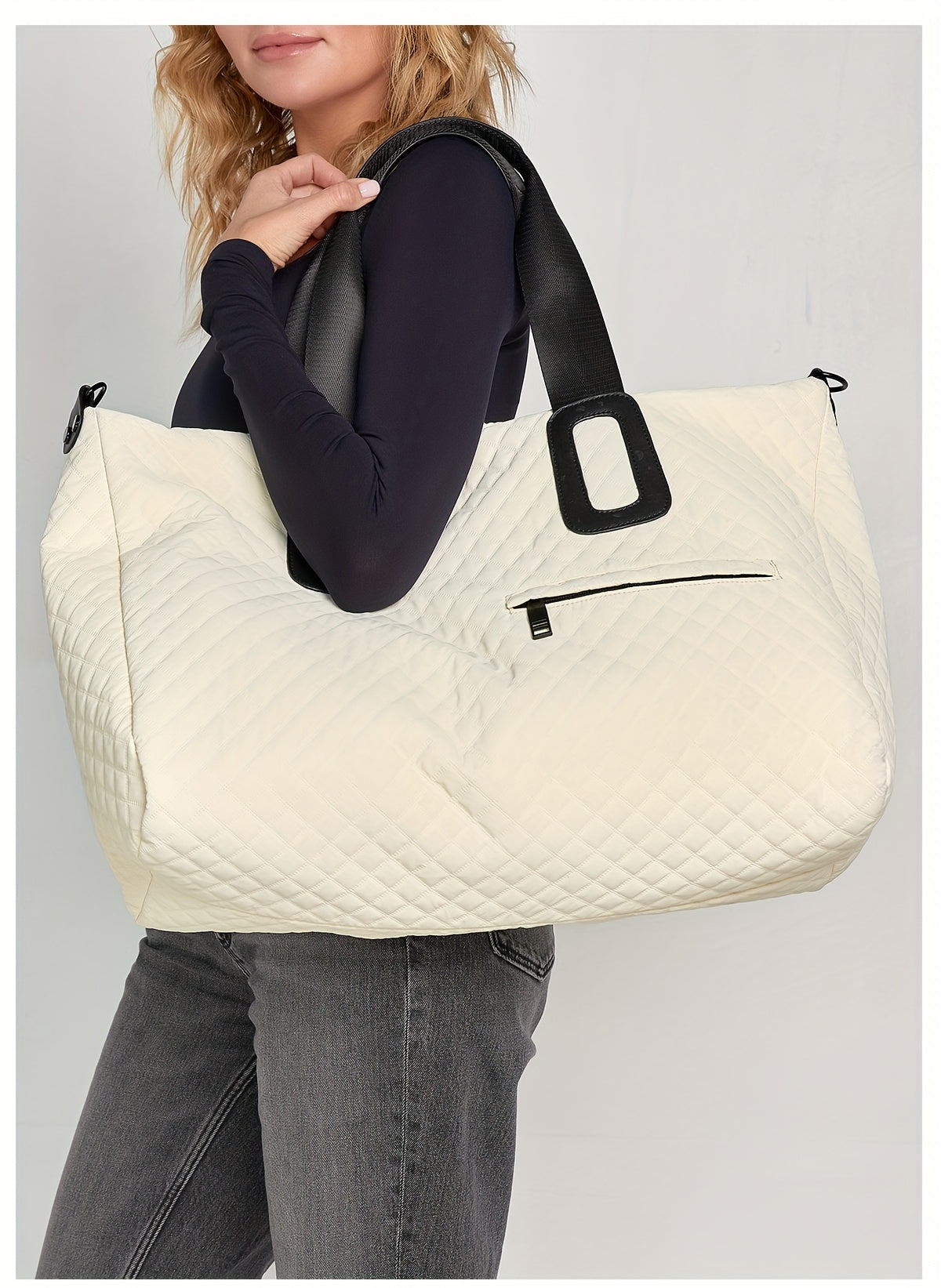 WEIXIER Spacious Multi-Pocket Travel Tote - Durable, Lightweight Women's Handbag for Weekend Getaways & Daily Use - Available in Coffee, White, Black