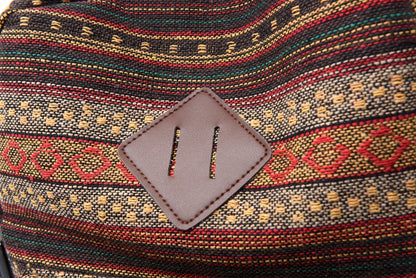 2025 vintage style backpack with adjustable straps, multiple compartments in brown, red, blue, and gray, large capacity travel and vacation backpack, travel backpack