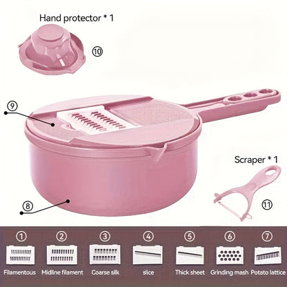 12-In-1 Multi-Functional Vegetable Chopper Carrots Potatoes Manually Cut Shred Slicer Radish Grater Kitchen Tools Vegetable Cutter For Hotel/Commercial
