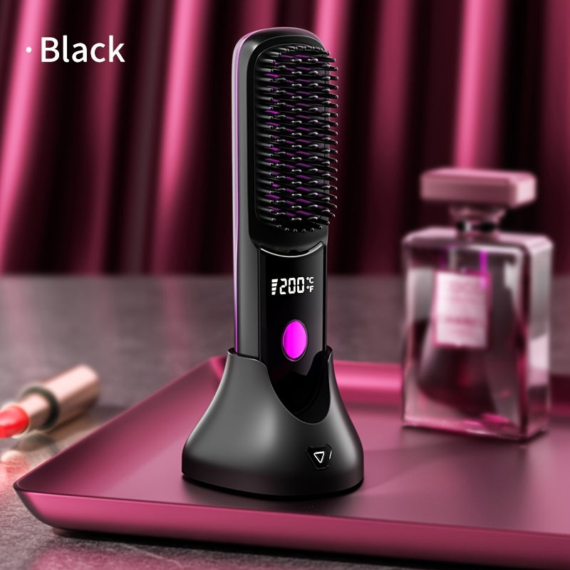 New USB-C Rechargeable Straightener, Fast & Seat Charging Modes, 20S Quick Heat, 3-Speed Temperature Control, Anti-Scald Design, 2600mAh/3200mAh Battery, 3D Tooth Comb, Ceramic Hair Protection Layer, LCD Display, Wireless Por