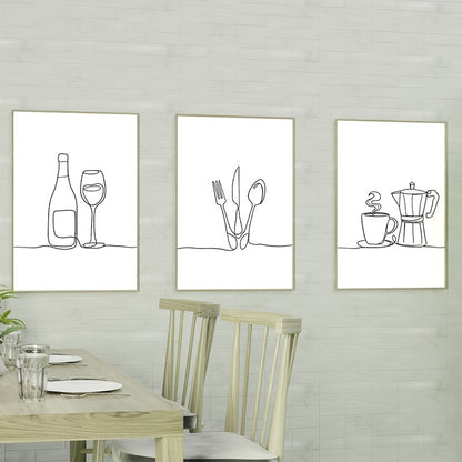 3pcs/set Canvas Print Posters, Line Drawing Canvas Wall Art Decor, For Living Room Wall Decor, Bedroom Wall Decor, Office Kitchen Wall Décor, No Frames