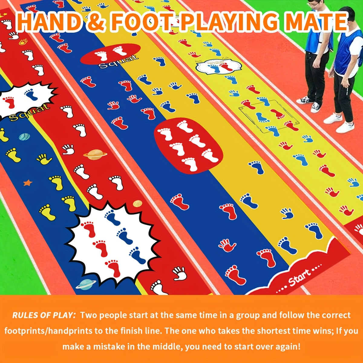 Laughter Guaranteed! 2-Player Hands&Feet Coordination Training Mat – Extra Large PVC Mat with Anti-Fade Printing, Perfect for Picnics, Team Retreats & Birthday Party Games