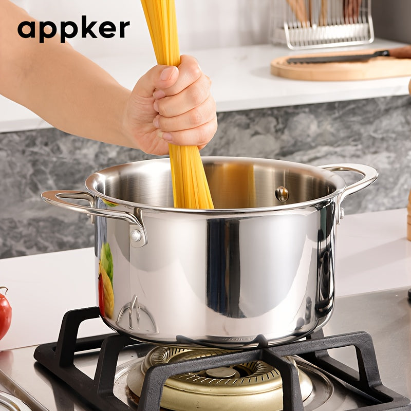 appker 3pcs Tri-Ply Clad Stainless Steel Cookware Set, Pots And Pans Kitchen Set with Tempered Glass Lids, Induction-Ready, Dishwasher-Safe, Silvery