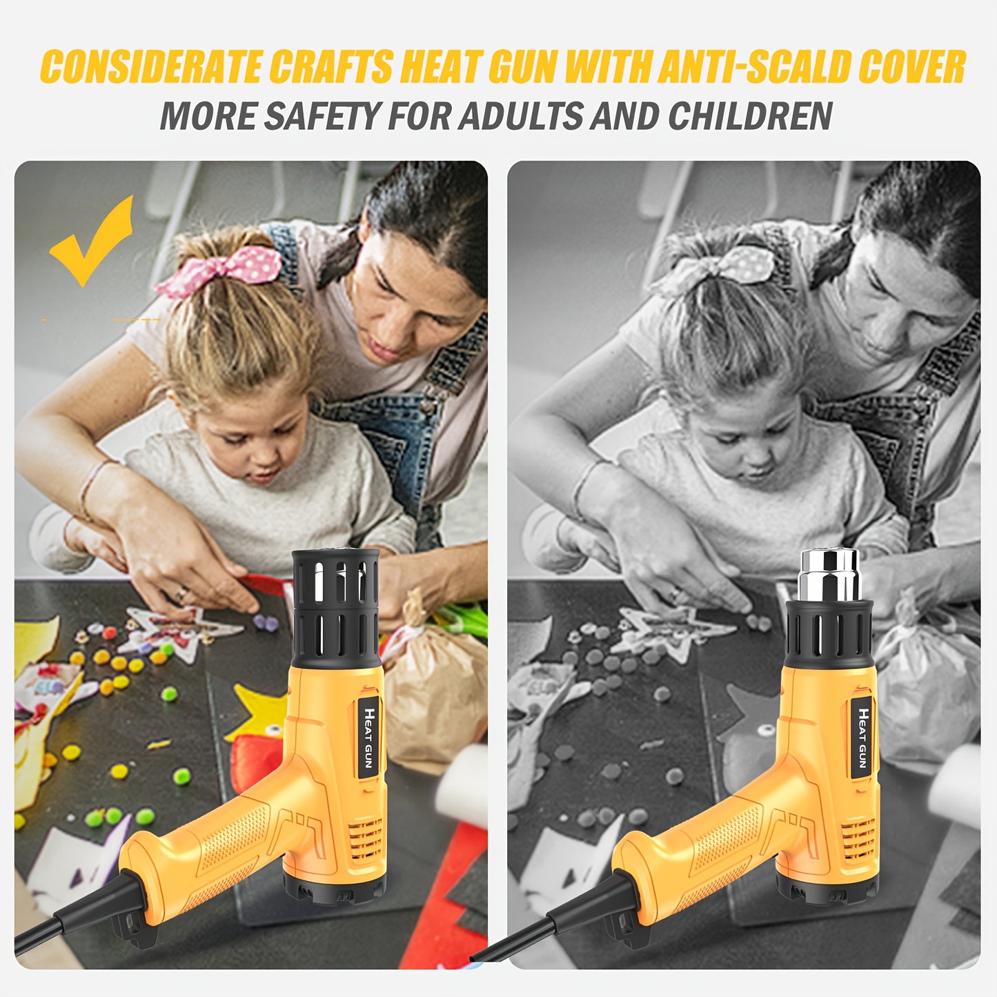 2000W Professional Electric Heat Gun with Adjustable Temperature Control, 1.5S Fast Heating, 122°F-1202°F Range, Ideal for Welding & Soldering, Automotive & Construction Use, European Standard Plug, 220-240V, Soldering Heat