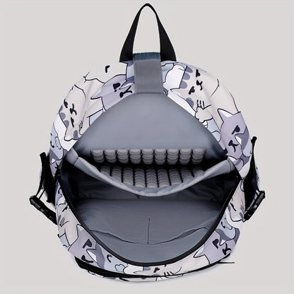 Casual Fashion Cartoon Cats Print Knapsack With Adjustable Strap And Large Capacity, Zip Up, Trendy Backpack For Travel And School