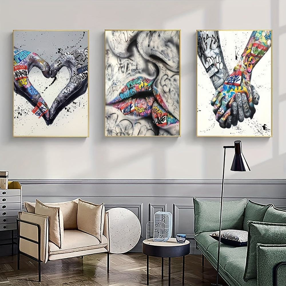 Triple Panel Abstract Art Print L2023-107, Contemporary Style, Frameless Wall Art Decor Set