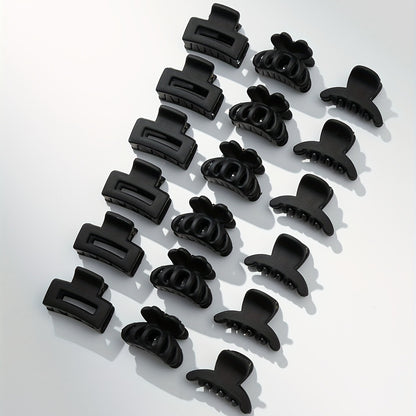 18PCS Rubber Frosted Black Square Hair Claw Mini Small Hair Clip Simple Hair Accessory Female