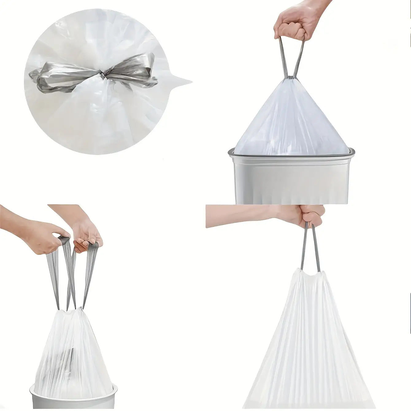 90pcs (6 Rolls) Heavy-Duty Large Reinforced Trash Bags with Heavy-Duty Reinforced Seams & Sturdy White Side/Top Handle - Heavy Weight 10kg/22 Capacity, Thick Polypropylene, Bathroom, Office, Home - 10L/30L Equivalent