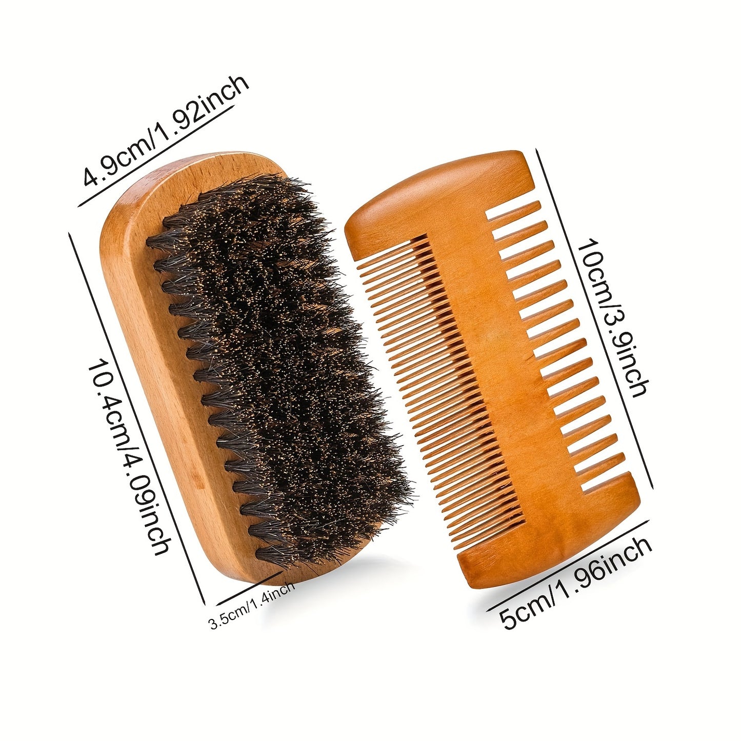 Wooden Beard And Comb Set For Men - Perfect For Beards Head Hair And Mustaches Men's Grooming Kit For Styling, Contain Wooden Comb, Bristle Brush, Scissors, Holiday Gift Father's Day Gift
