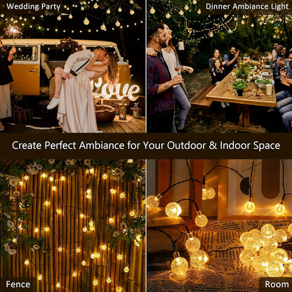 1pack, 20/50/100 LED Large Light Bulb, Solar Crystal Ball, Bubble Light String, Solar Outdoor Light Strip, 8 Lighting Modes, Solar Light String For Garden, Camping, Party, Independence Day, Christmas, Wedding, Ball, Birthday,