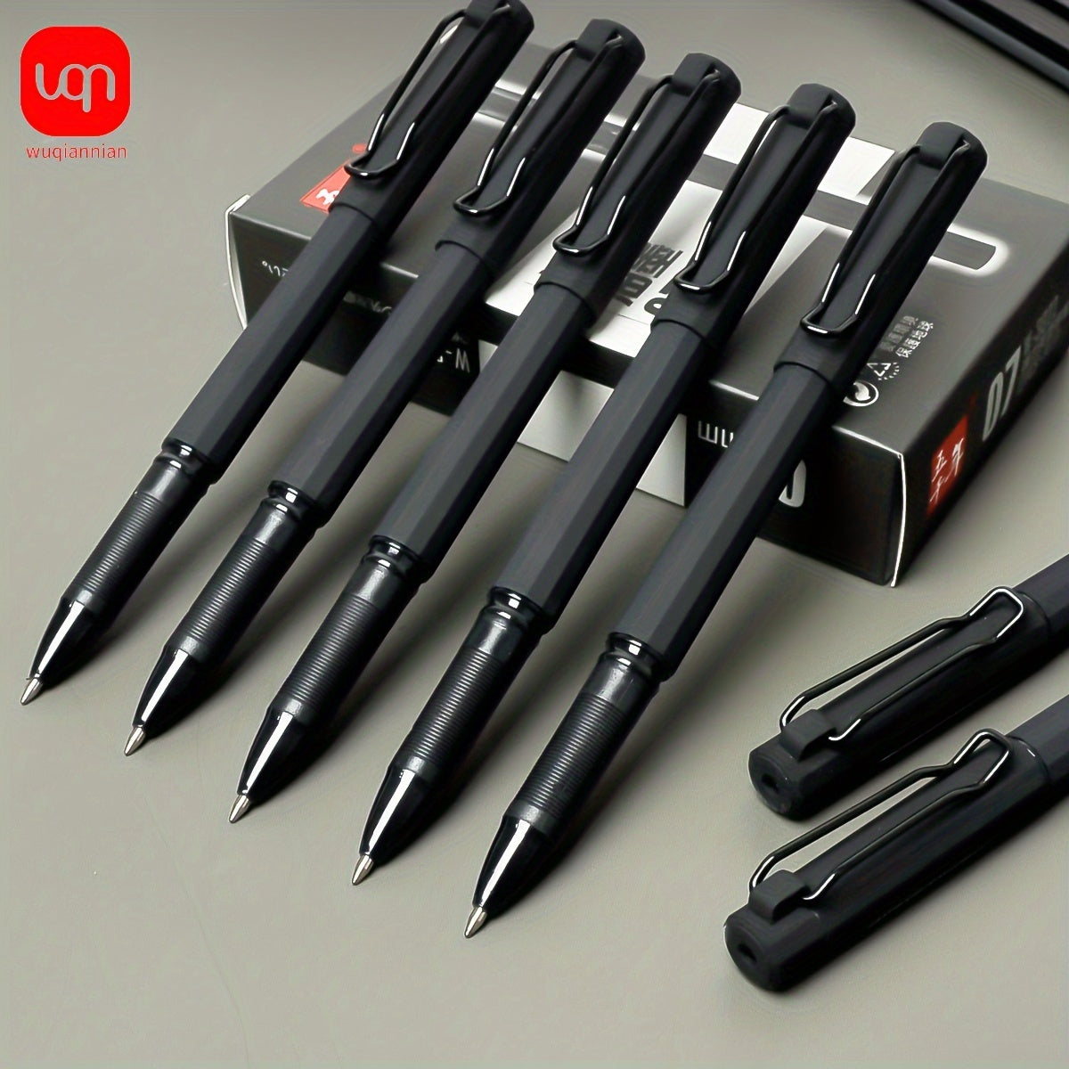 2/5pcs innovative black neutral pen with 0.7mm tip elastic clip design for smooth writing, good hand feel, clear handwriting, note taking pen for daily problem-solving and painting use. Back to season