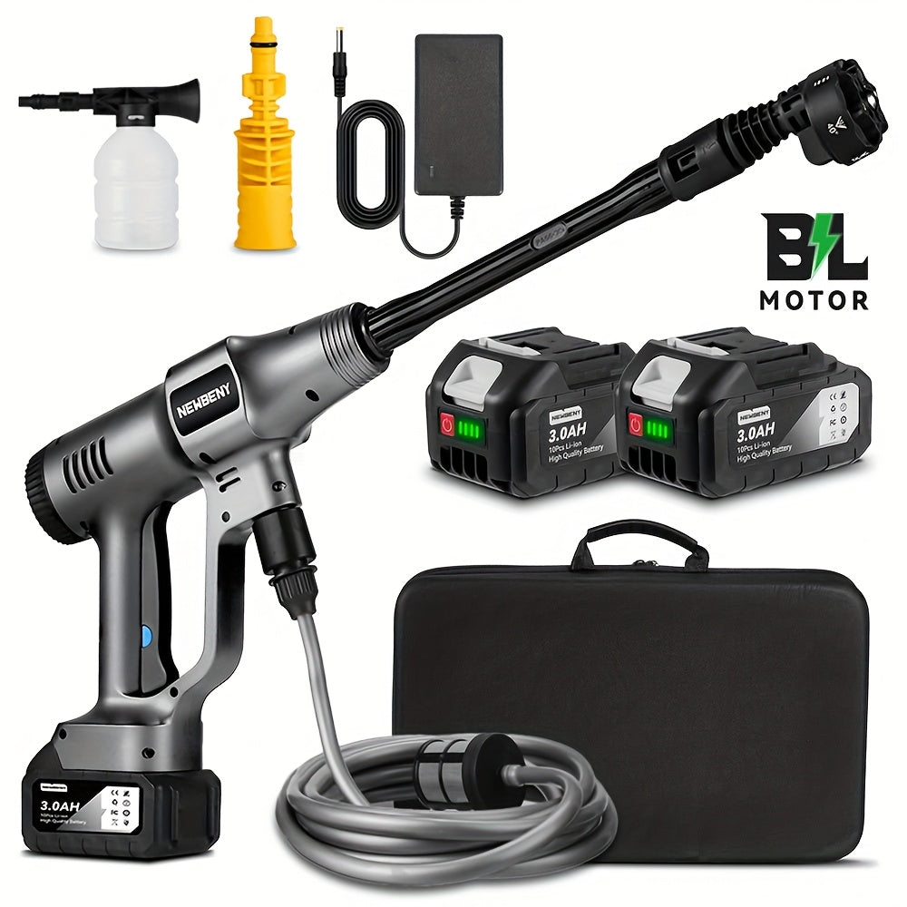 Brushless High Pressure Car Washing Water Gun, 6in 1 Cordless 3-speed High Pressure Cleaning Machine with 5m Water Hose, Suitable for Garden Watering, Car Washing And Floor Cleaning, Outdoor Cleaning, Cordless Design, Efficie