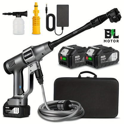 Brushless High Pressure Car Washing Water Gun, 6in 1 Cordless 3-speed High Pressure Cleaning Machine with 5m Water Hose, Suitable for Garden Watering, Car Washing And Floor Cleaning, Outdoor Cleaning, Cordless Design, Efficie