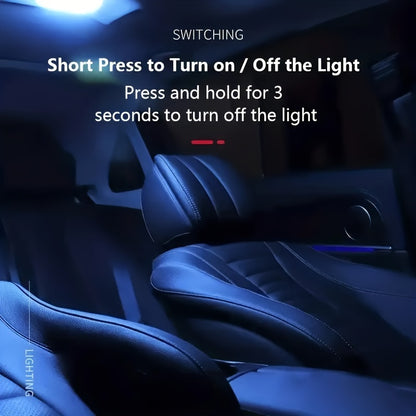 Wireless LED Touch Light for Car Interior, Suitable for Trunk Storage Box, USB Rechargeable Reading Lamp.