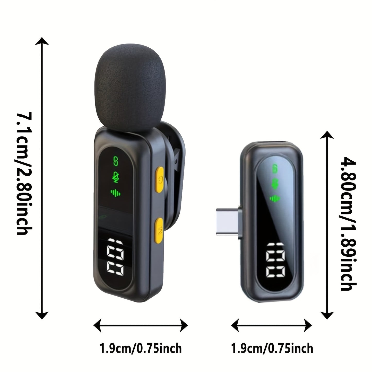 2025 New USB C Phone Mini Microphone for iPhone, Android, Camera, Utsund LED Display Wireless Lavalier Microphone for Video Recording, Clip on Lapel Lav Mics with Noise Reduction for Interview Vlog YouTube TikTok