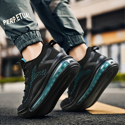 Men'S Breathable Mesh Sneakers - Non-Slip Shock-Absorbing Cushioned Mid-Top Running Shoes with Lace-Up Closure, All-Season Gym, Basketball, Basketball Footwear, Modern Sneakers, Durable Construction, Athletic Footwear, Fitnes