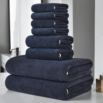 8-Pack Ultra-Soft Coral Fleece Bath Towel Set, 2 Bath Towels 69.85 X 139.7 cm, 2 Hand Towels 34.8 X 74.93 cm, 4 Square Towels 29.97 X 29.97 cm, Quick-Drying, Highly Absorbent And Lightweight, Gentle Camping Towels