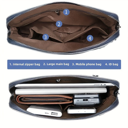 Men'S Premium Oxford Fabric Crossbody Bag with Adjustable Strap - Multi-Compartment Casual Shoulder Bag for Everyday Commute & Outings, Royal Blue with Orange Accents - Ideal Gift for Boyfriend & Family, Crossbody Purse, Vers