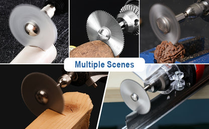 1set 9pcs Cutting Wheel Set For Drills Rotary Tools, Drill Saw Blades For Rotary Tools 6pcs HSS Saw Disc Wheel Cutting Blades With 1pc 1/8" Round Shank, 1pc 1/4" Round Shank, One Screwdriver For Wood Plastic Aluminum Cutting