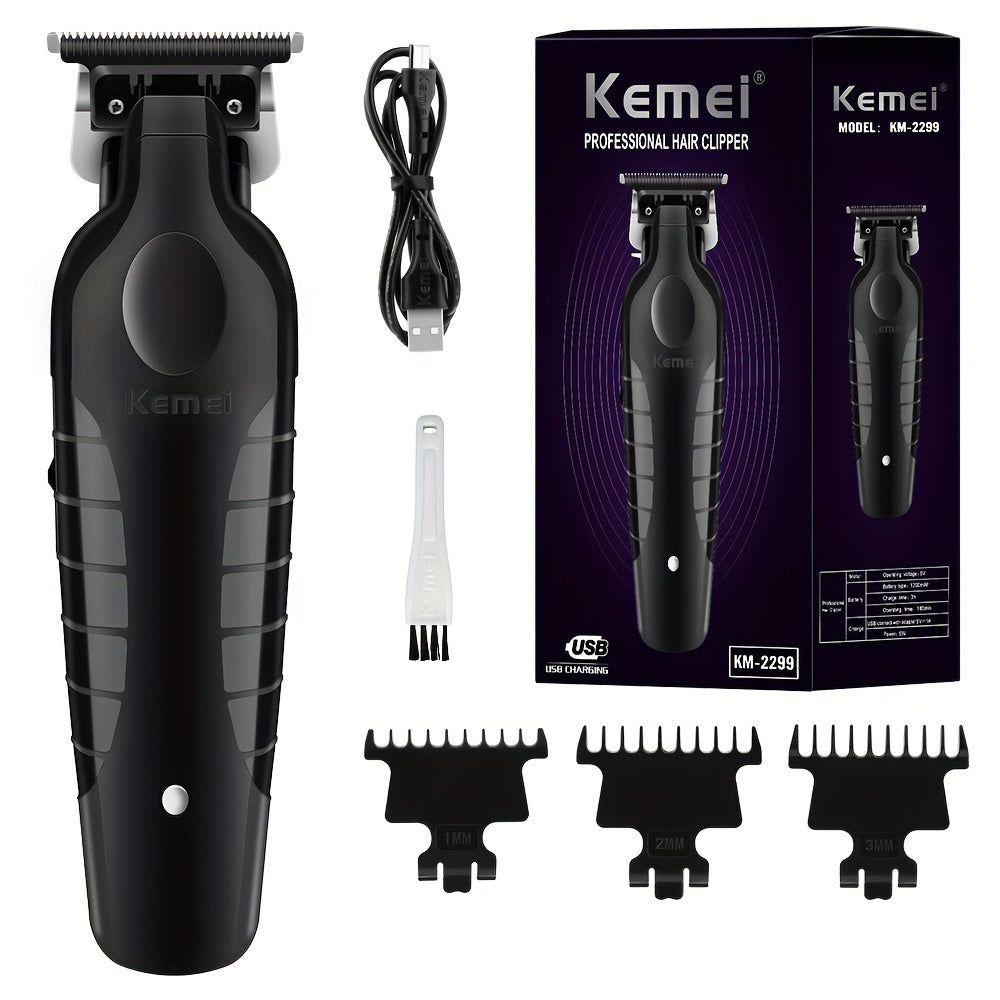 Kemei KM-2299 Professional Hair Clippers, USB Rechargeable Electric Hair Trimmer, Oil-Head Engraving Scissors, Powder Metallurgy Heads, Lithium Battery-18650 Series, ≤36V Operating Voltage, Salon Quality Hair Styling and Sh