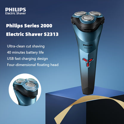 Philips Series 2000 Electric Shaver S2313 PowerCut Blade Four-dimensional Floating Design Air Cushion Shaving Head Low Friction Comfort Ring IPX7 Waterproof Dry and Wet Dual Shave Ergonomic Design Wind Speed Cutting System US