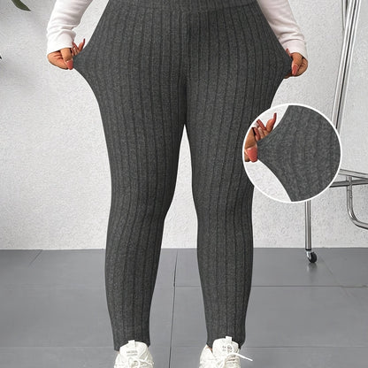 Plus Size, Women's High-Waisted Skinny Leggings - Non-See-Through Stretchy Pants, Machine Washable Tight Pants for,, Everyday Outfits - Plus Size Friendly & Casual Leggings