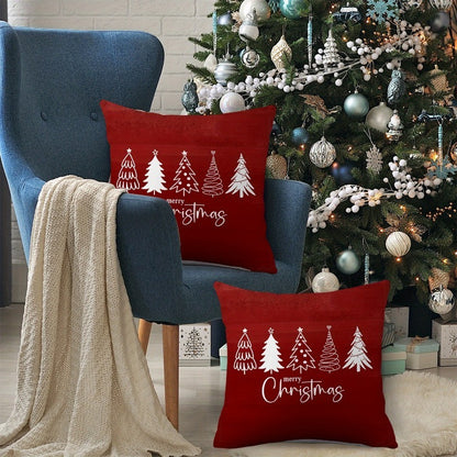 2pcs Red Christmas Pillow Covers with Bows, Sweet Sofa Decor, Girly Style Home Essential, Suitable for Sofa, Living Room, Office Decor, Home Decor, Room Decor Pillow Covers, Cushion Covers, Suitable for Sofa, Living Room, Off