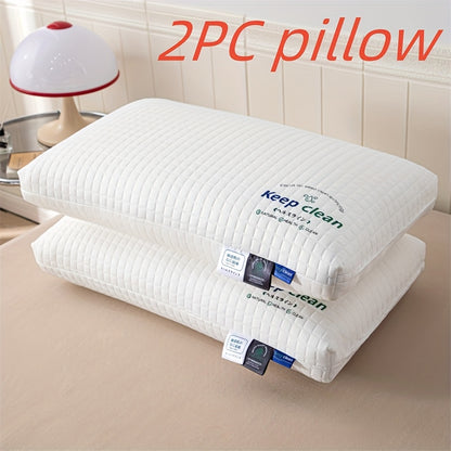 2 Ergonomic Luxury Neck Pillows - Adjustable Cervical Support, Breathing Fabric & Machine Washability for All Sleepers (Side/Back), Hotel-Quality Comfort in Elegant Textured White with Zipper Cover