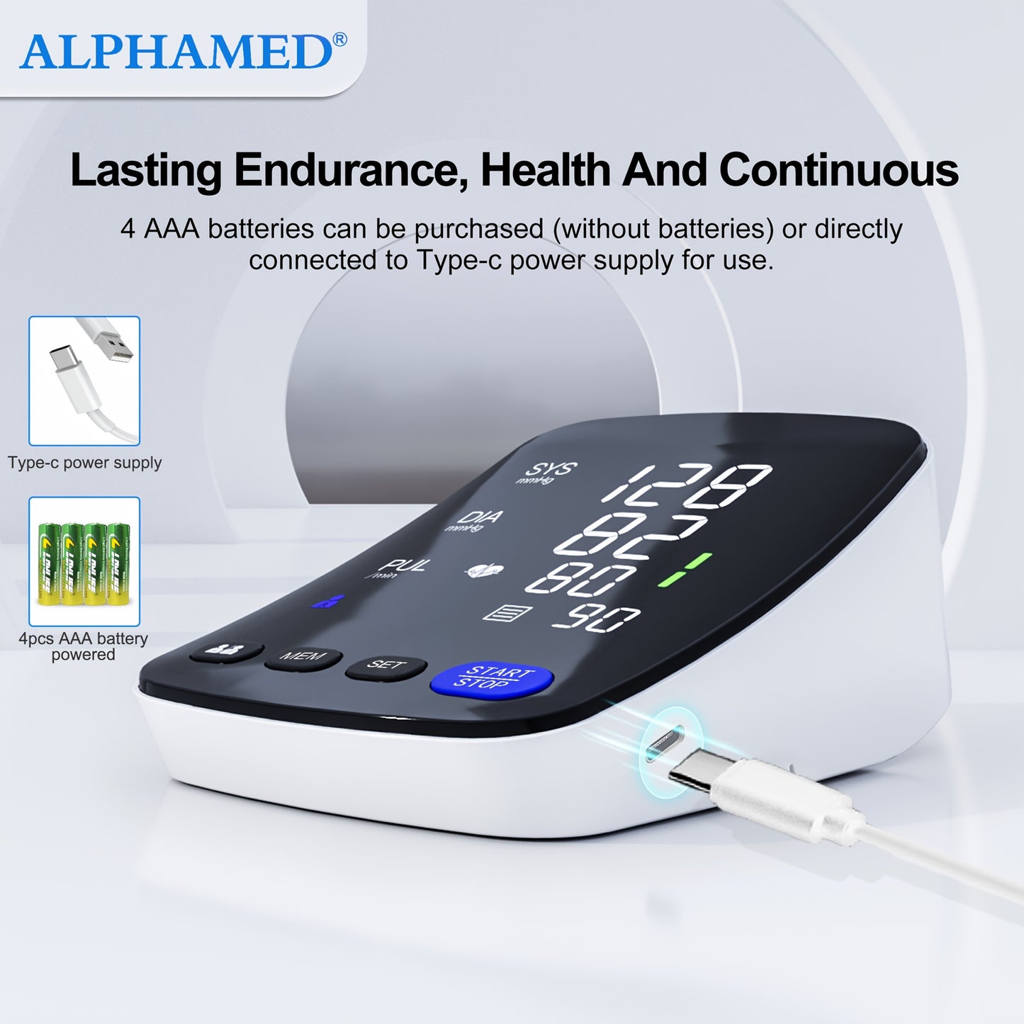 NEW LED High-End Curved Screen Home Precision Sphygmomanometer, 2x199 Memory with 22.1-43.18 cm Blood Pressure CuffAutomatic Upper Arm Cuff Digital Sphygmomanometer with C-Cable for Gifts, Family, Parents, and Friends