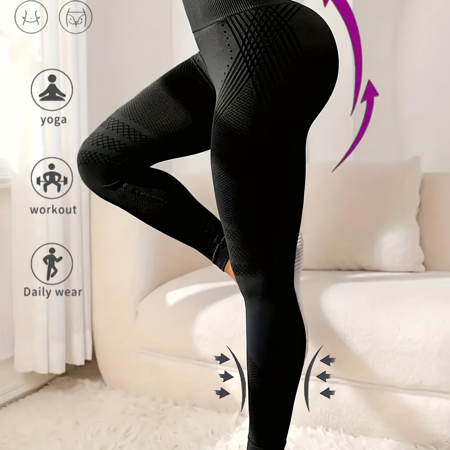Seamless Hip-lifting Fitness Pants, Abdomen-tightening High-waisted Peach Buttocks Yoga Pants, Solid Color Comfortable Quick-drying Casual Pants