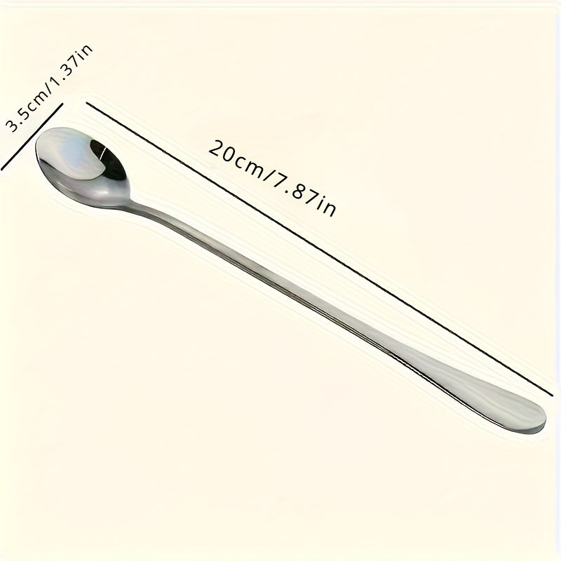 8pcs Stainless Steel Long Handle Spoons - Ideal for Ice Tea, Coffee, and Ice Cream, Dishwasher Safe, Perfect Kitchen Accessories Set, Coffee Spoon Set|Sleek Spoon Design|Durable Kitchenware